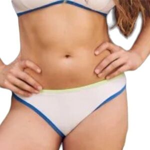 Aerie Contrast Neon Trim Bikini Bottom White